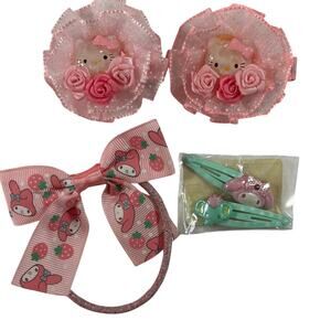 Pink Hello Kitty Hair Clips, My Melody Hair Clip Hair Tie, Zou Clip, Sanrio